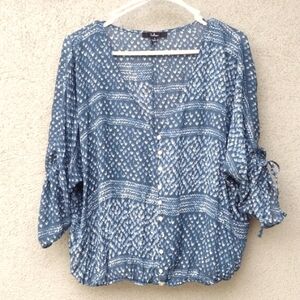 Lulu's Blue Buttoned Boho Top S